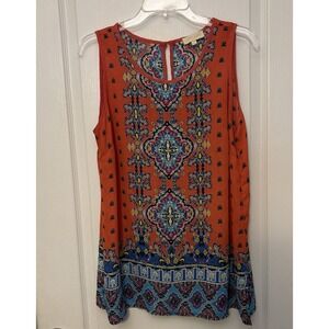 Lucy & Laurel size Large Women's Multicolor Paisley Sleeveless Blouse, EUC‎